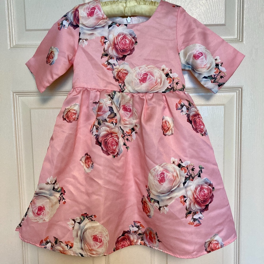 🥀LILIGIRL 3A*PINK W/PINK REALISTIC ROSES*DRESS